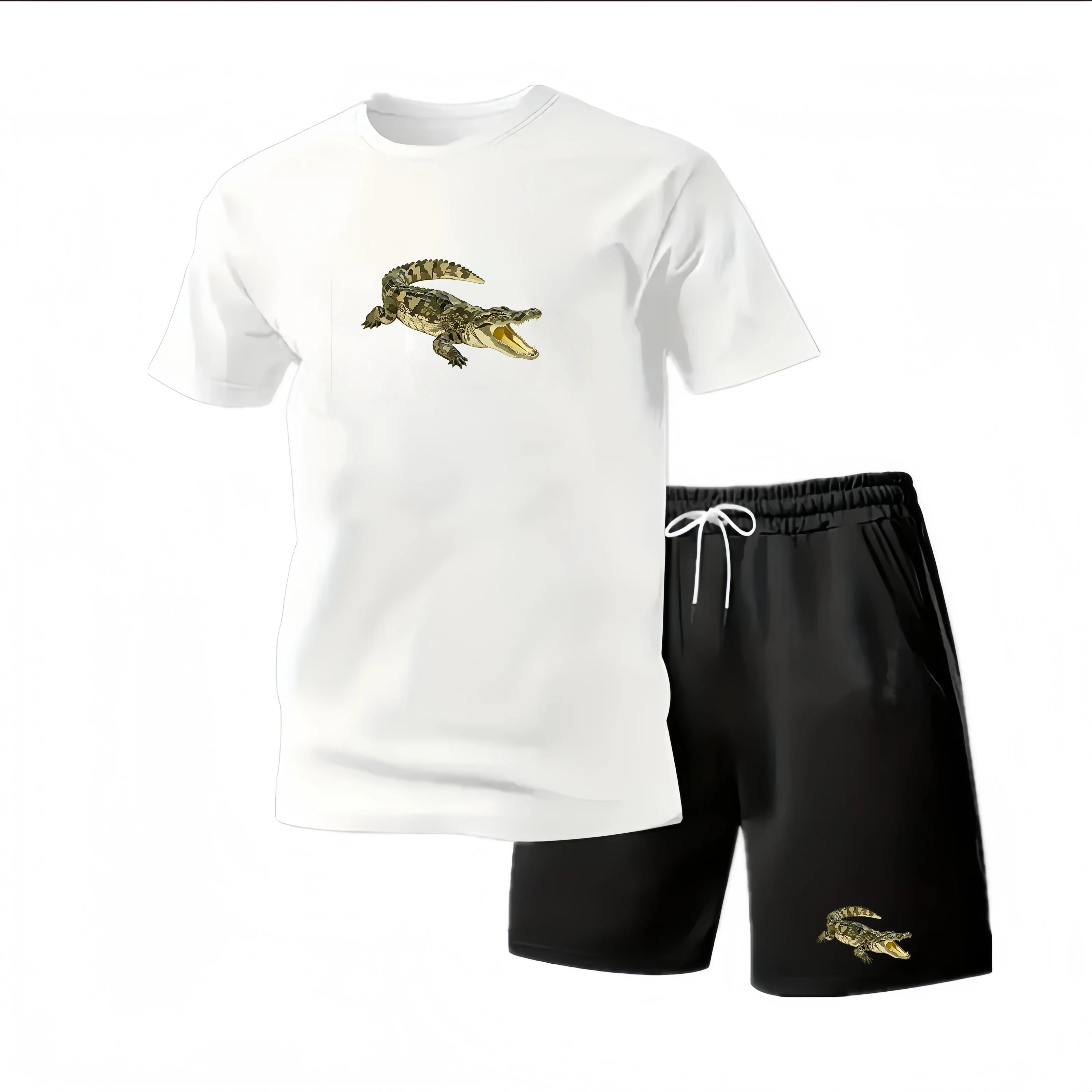 New Summer Sportswear Men's Suit Fashion Two-Piece Sports Fitness Running Casual Quick Drying Short Sleeved Shorts Set Men view 3
