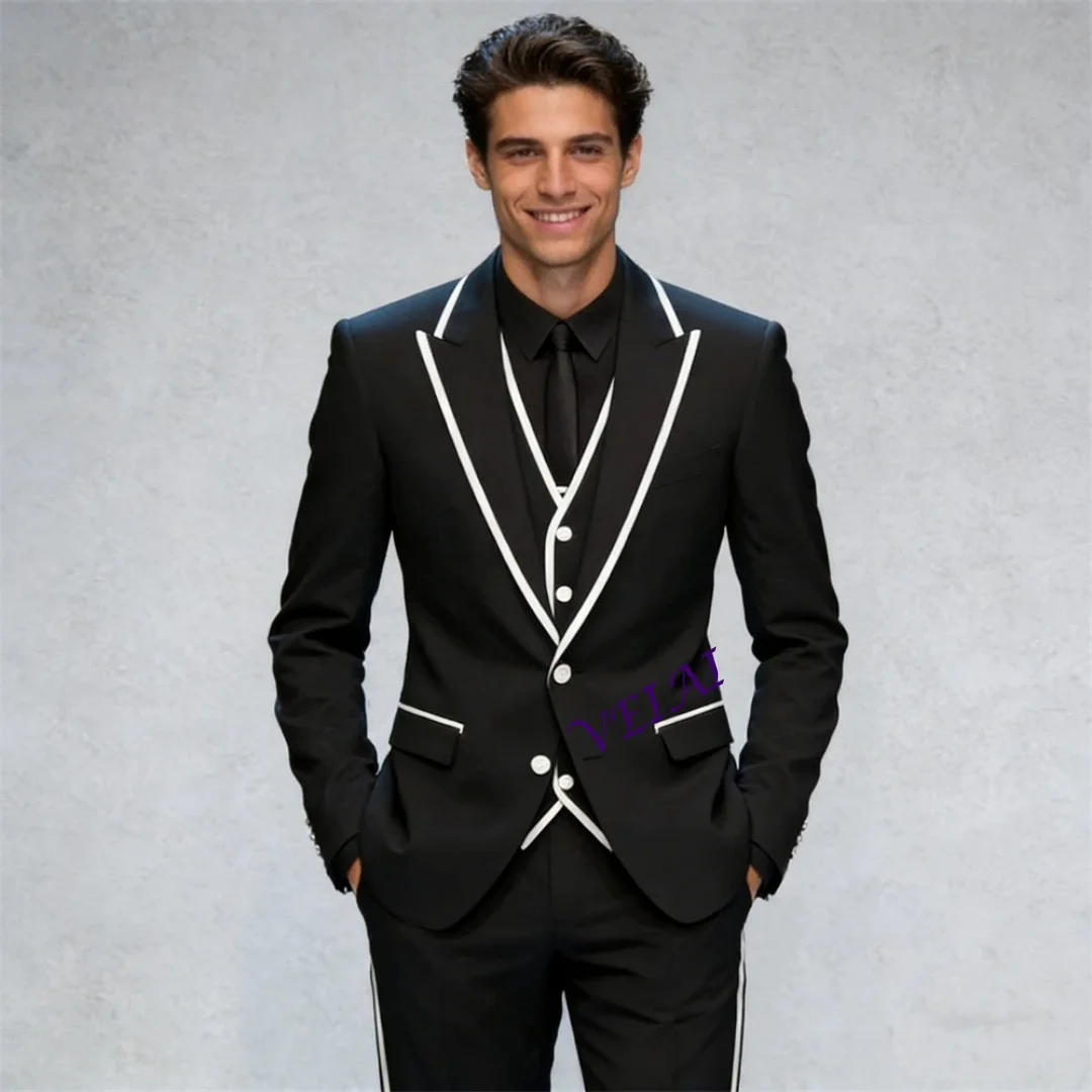 Customized Modern Fit Three Piece Formal Suit Set for Men with Jacket Pants Waistcoat Evening Custom Tailoring Attire