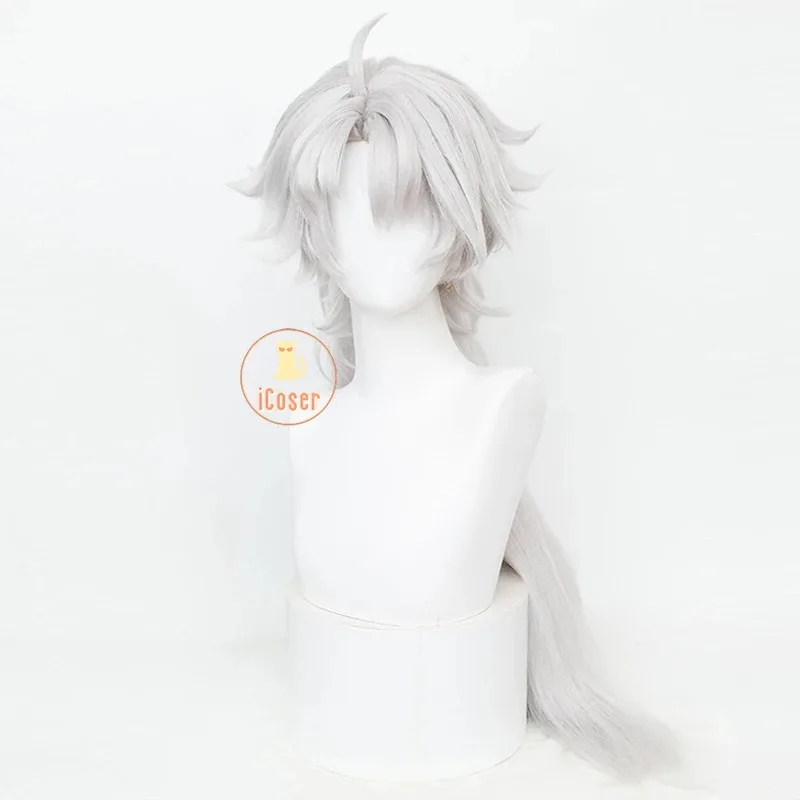 Wuthering Waves-Lingyang Cosplay Wig for Men and Women, 80cm Long Gray Hair, Liondance, Troupe Glocio, Natural Resonator, Jinzho