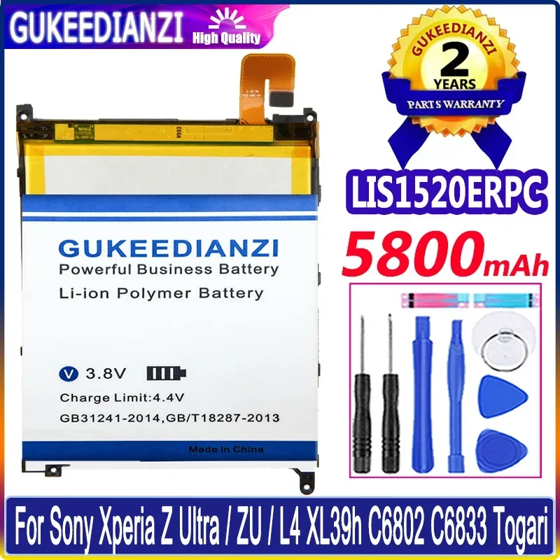 

For Sony Xperia Z Ultra / ZU / L4 XL39h C6802 C6833 Togari Mobile Phone Battery, 5800mAh High Capacity Battery