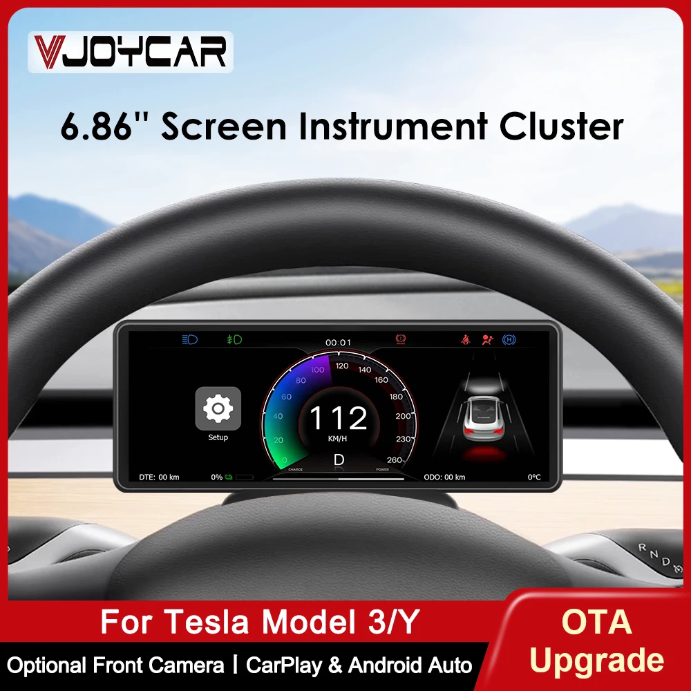 Nuovo CarPlay opzionale Android Auto Front Camera 6.86 pollici Instrument Cluster Model Y Model 3 HUD Display per accessori Tesla