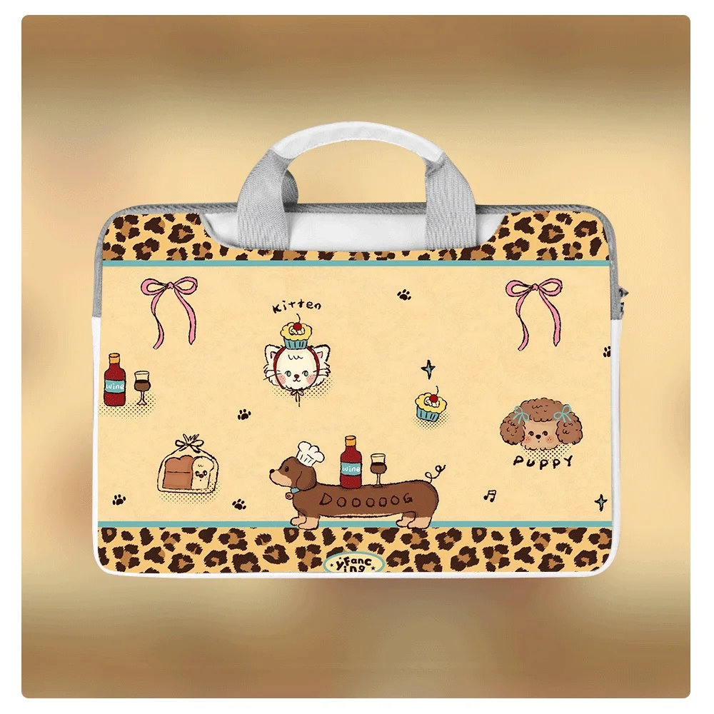 

Милая сумка-портфель через плечо с мультяшными животными для ноутбуков 13.3, 14, 15, 15.6 дюймов, для MacBook Air Pro 16, 12, Xiaomi, подарок