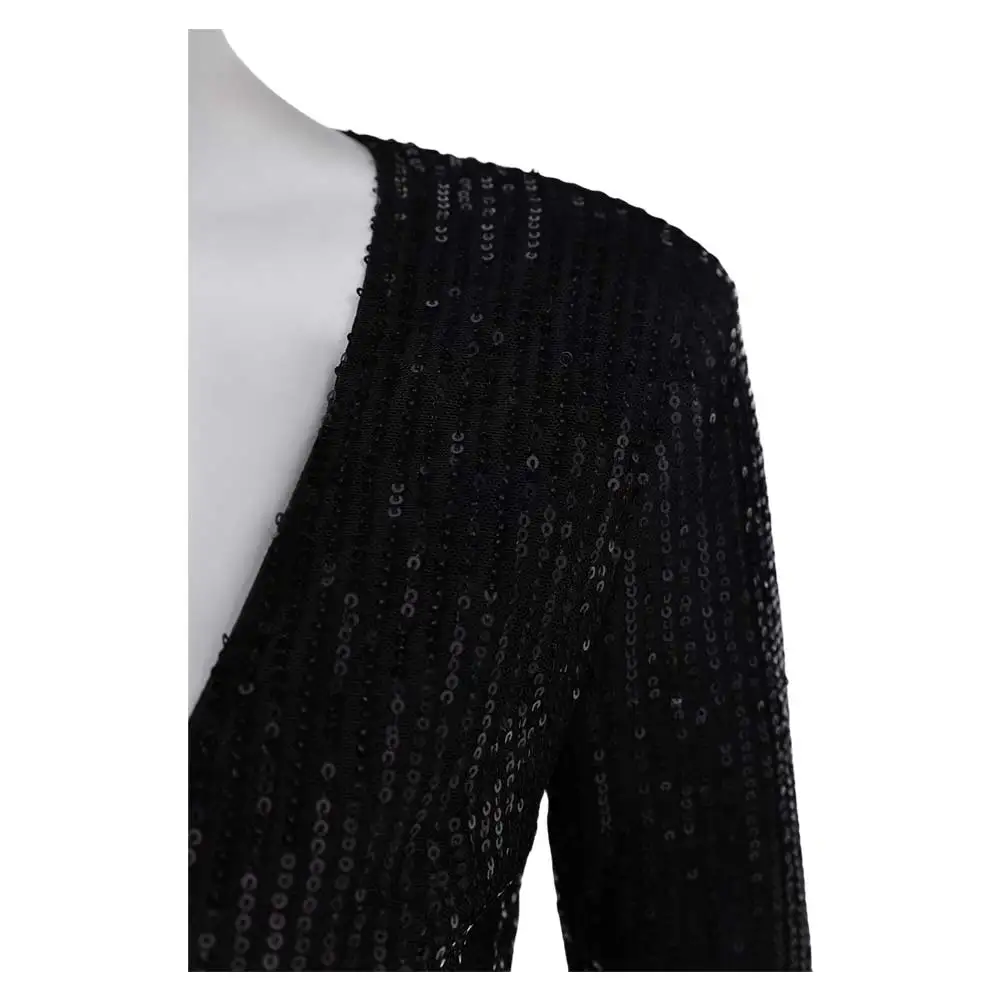 زيّ فيلم عشيقة سوداء للنساء ، تأثيري الفيلا ، فستان أسود مثير بالترتر ، تمويه ، تنكر للكبار ، ملابس خيالية