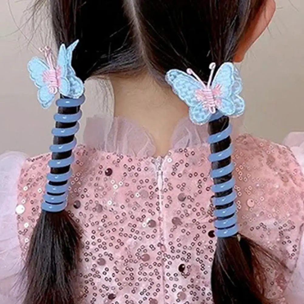 Telephone Wire Elastic Hair Rubber Band Embroidery Butterfly Scrunchie Headband High Ponytail Hair Accessories