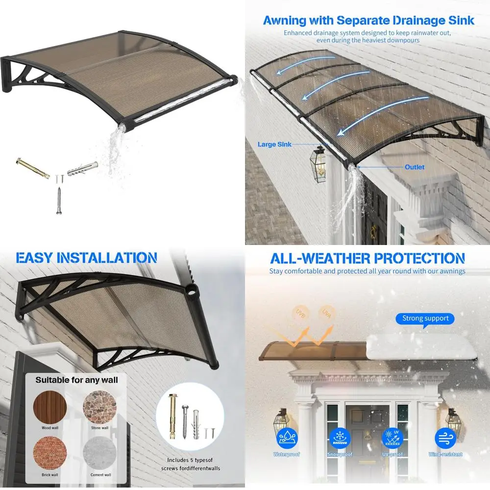 

Дверной навес 40x48 — УФ-тенки из поликарбоната для внешней входной двери с отдельной дренажной системой