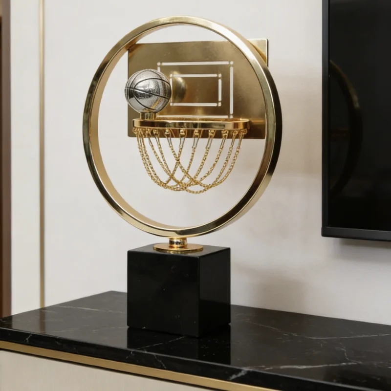 Metal high-end sports basketball model ornament, suitable for living room TV cabinet display and housewarming decoration
