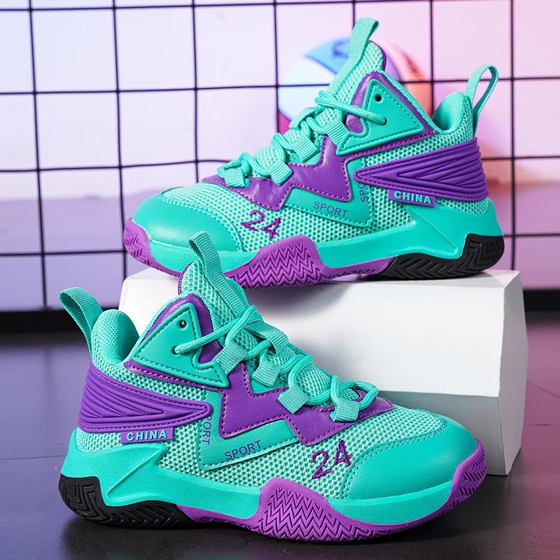 

Высокие детские баскетбольные кроссовки, Нескользящие кроссовки на шнуровке для мальчиков, синие дышащие летние детские кроссовки для мальчиков, баскетбольная обувь