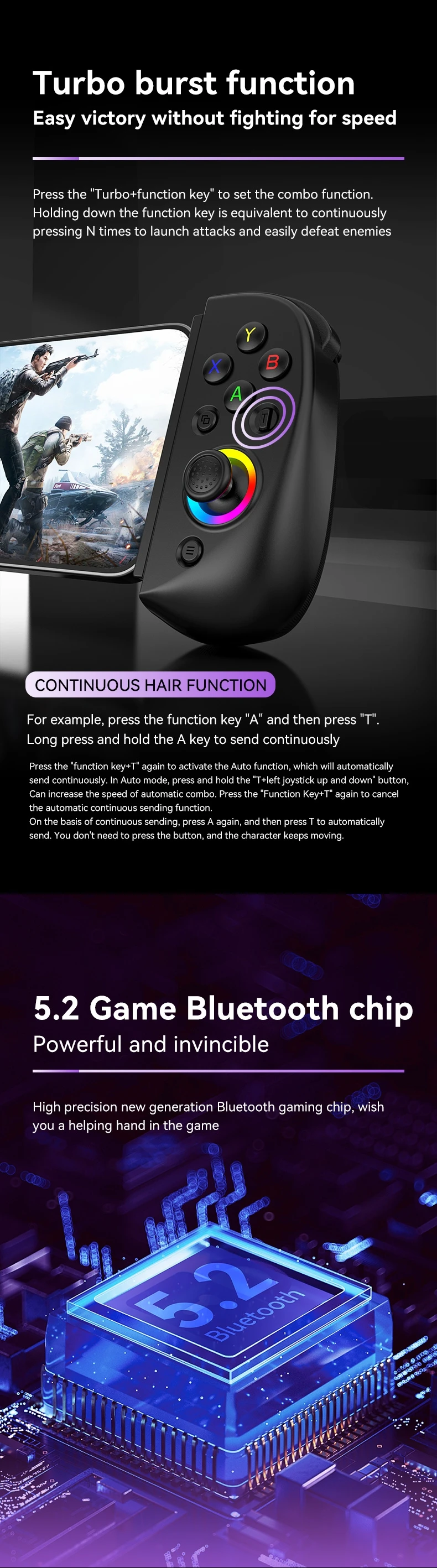 Wireless Bluetooth Control For PS4 PS3 Switch iPhone Android Mobile PC Cell Phone Tablet Hall Gamepad Gaming Controller Game Pad
