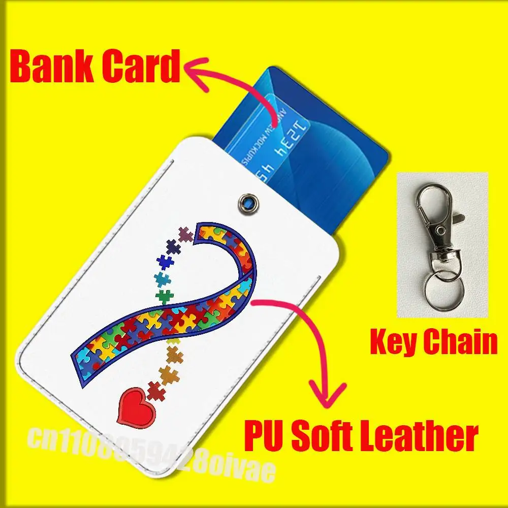 イエス自閉症サポートパズル ID クリップ用クレジット銀行アクセスウォーターカードホルダーカバー装飾バッグキーホルダー