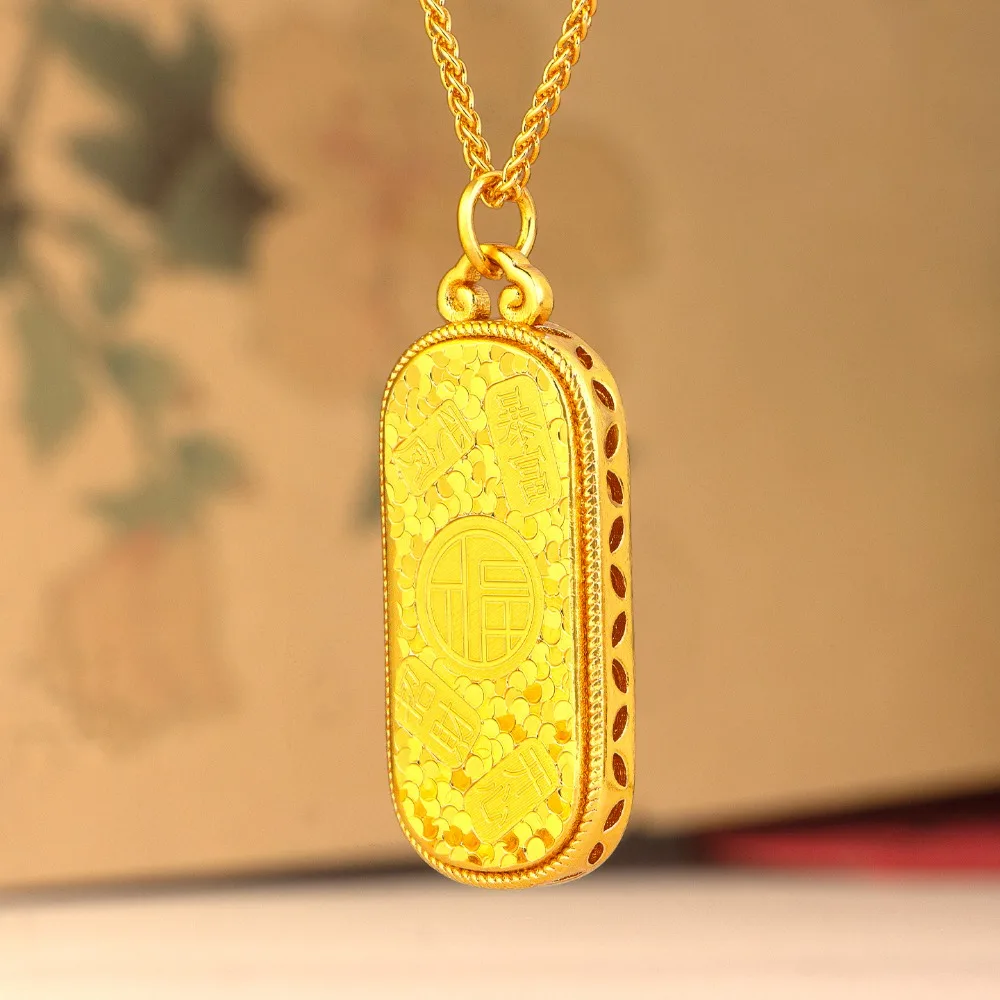 Burst flash treasure broken ice ice Jiyan brand necklace high sense pendant 9999gold