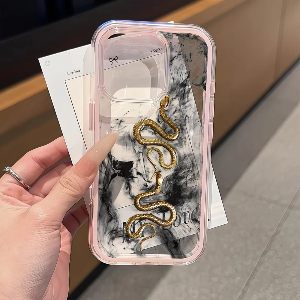 Ins Snake Airbag Clear Case For Samsung Galaxy S26 Ultra S25 S23 FE S24 S22 Plus A57 A37 A55 A54 A36 A35 A15 A16 Silicone Cover