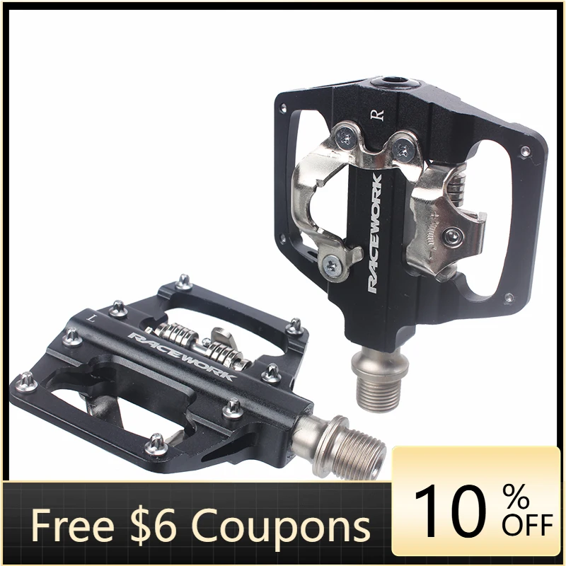 

STLF RACEWORK Mountain Bike Self-locking Lock Flat Pedal Lock Pedal Dual-purpose Mountain Bike Clip on Aluminum Alloy Pedal