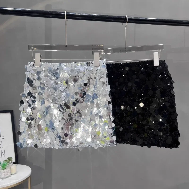 Fashion Korean Style Sparkling Sequin Hip Skirt Women's Summer Short Skirt Slimming Slim Skirt Music Festival Party