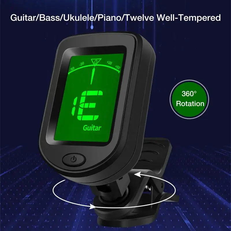 Klip Tuner Gitar Nyaman Tuner Gitar Clip On Tuner Elektronik Digital Mudah Dipasang Aksesori Gitar Akustik Capo Gitar