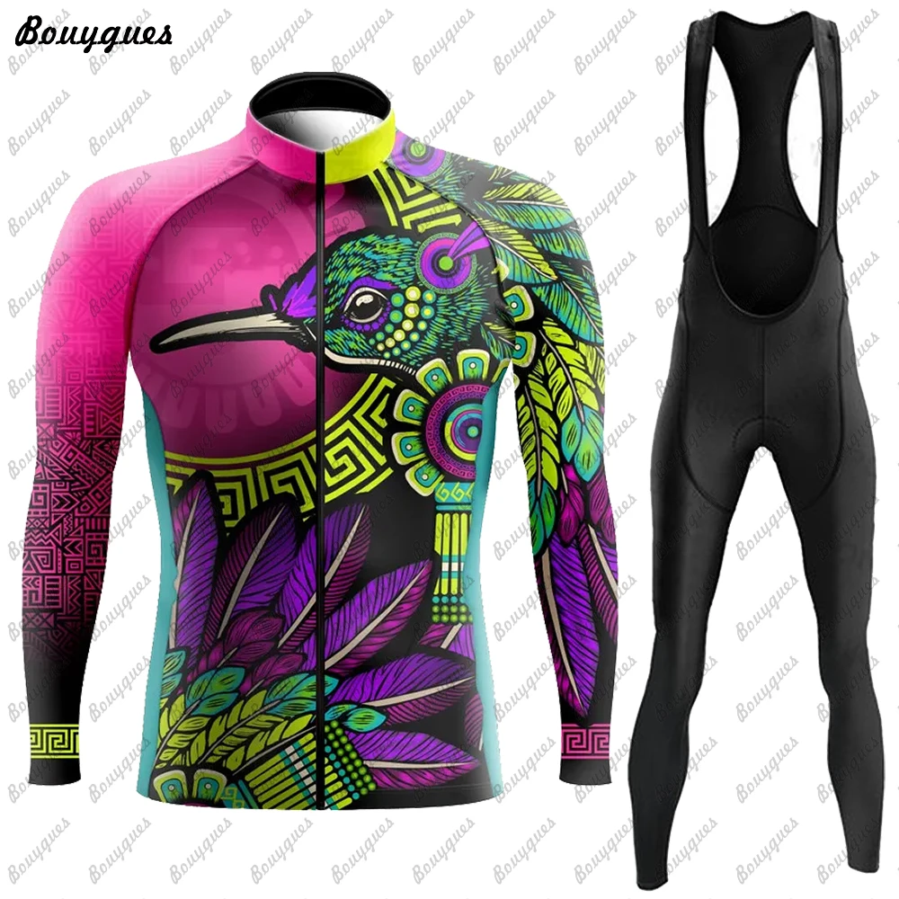 Winter Thermal Fleece And Thin Cycling Clothes Set Men Long Sleeves Jersey Suit Outdoor Riding Bike MTB Bib Pant Cycl Clothing