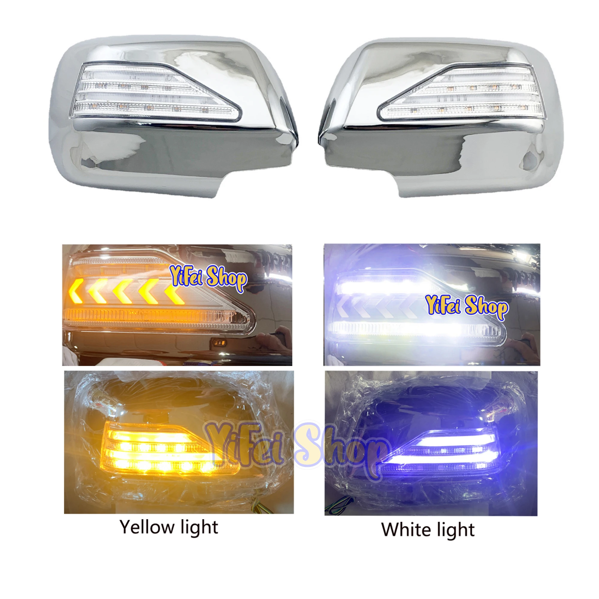 For Toyota Kluger Previa 1998 2000 2002 2003 Car Chrome Accessories Trim Side Mirror Cover With LED Novel Style Streamer light