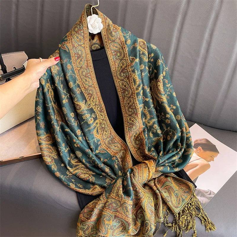 2024 Luxury Brand Winter Pashmina Shawl Lady Wrap Warm Autumn Scarves Design Print Female Foulard Cotton Stoles Scarf