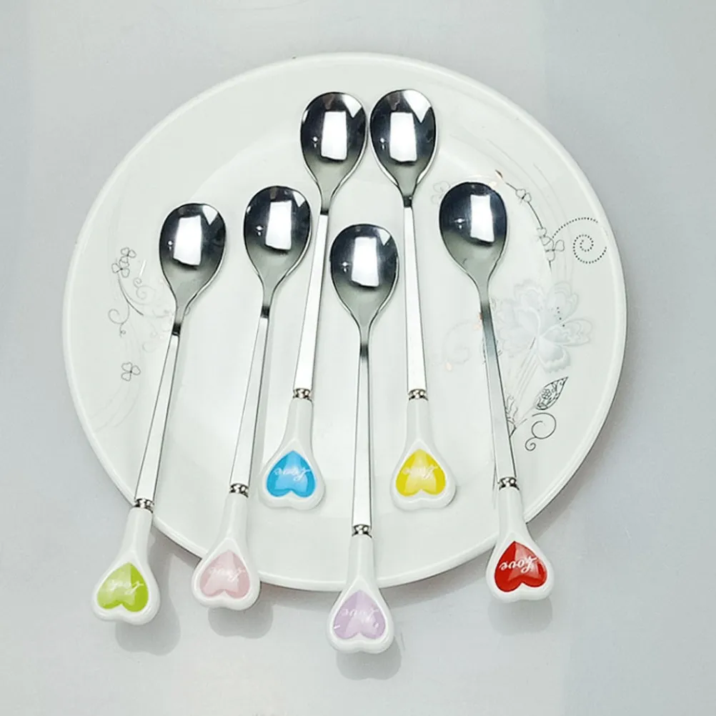 Stainless Steel Serving Spoon with Ceramic Love Heart Handle
