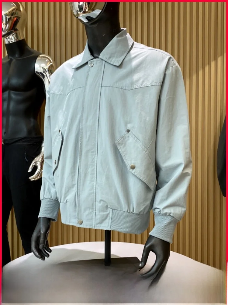

Мужская повседневная рабочая куртка серии Harrington с воротником, весенняя верхняя одежда в американском стиле, дышащая, с карманами на молнии, с длинными рукавами