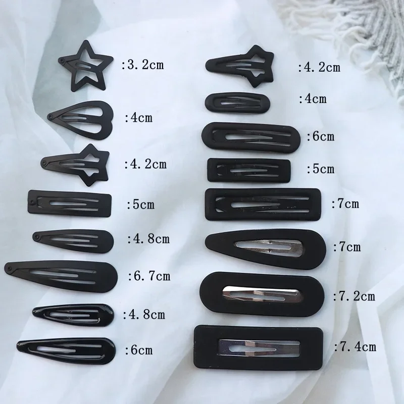 5/10Pcs/Set Matte Black Barrettes Women Metal Snap Hair Clips Geometric Non-Slip Make Up Fashion Hair Accessories