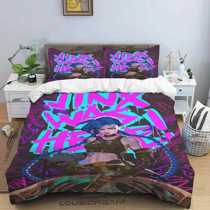 2024 Cartoon Jinx Arcane: League of Legends Bedding Set King Twin Double Boys 3 Piece Mircofiber or Polyester Duvet Cover Set