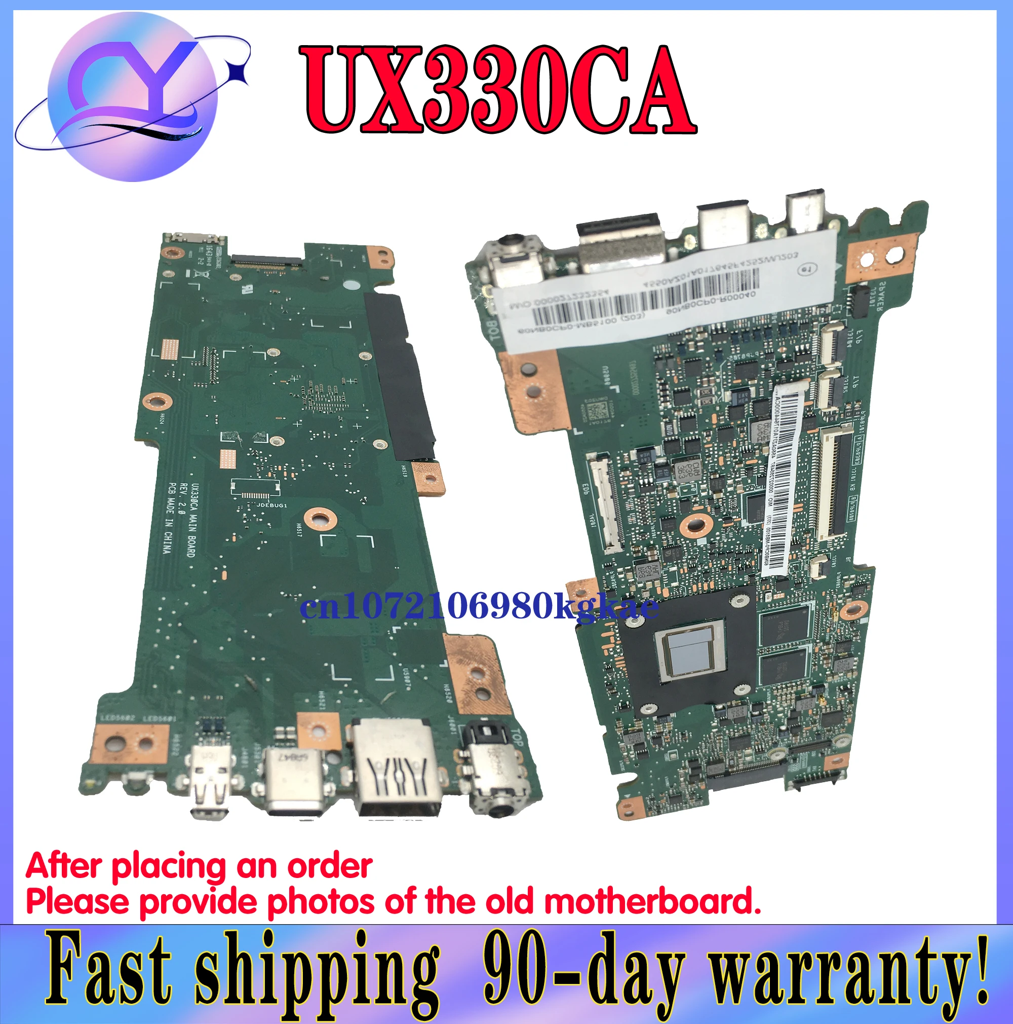 Placa base para ordenador portátil UX330C UX330CA para ASUS Notebook UX330 con M3-7Y30 I5-7Y40 RAM 8GB/4GB100% funcionando UX330CAK U330C