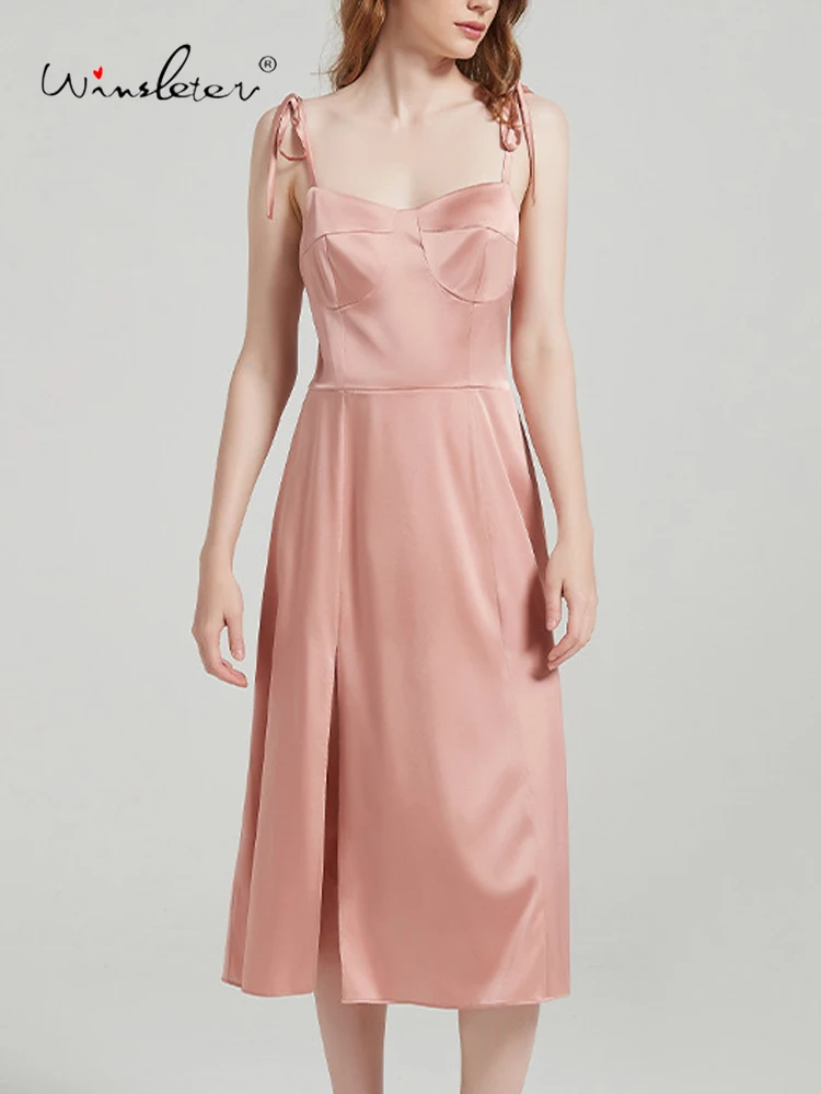 

Winsleter-19MM 100% натуральный шелк, элегантная ночная сорочка на бретельках с открытой спиной, женское французское ретро-платье-пижама, весна 2026 P62146CC