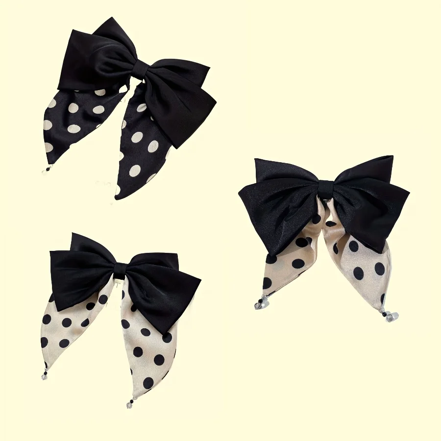 

Handmade Elegant Bow Hair Clip Fashion Simple Polka Dot Satin Spring Clip Barrettes for Women Girls Hairstyle Hair Accessories