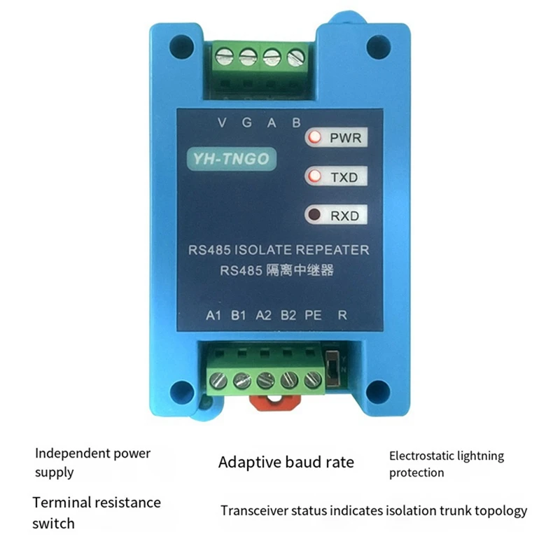 YH-TNGO 485 Repeater Hub 2-Port Rs485 Communication Isolation Module Signal Amplifier