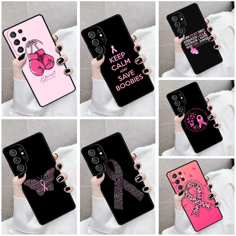 Phone Case For Samsung Galaxy S24 S23 S21fe S22 Ultra Plus Note 10 20 S8 S9 S10 Cover Breast Cancer Awareness