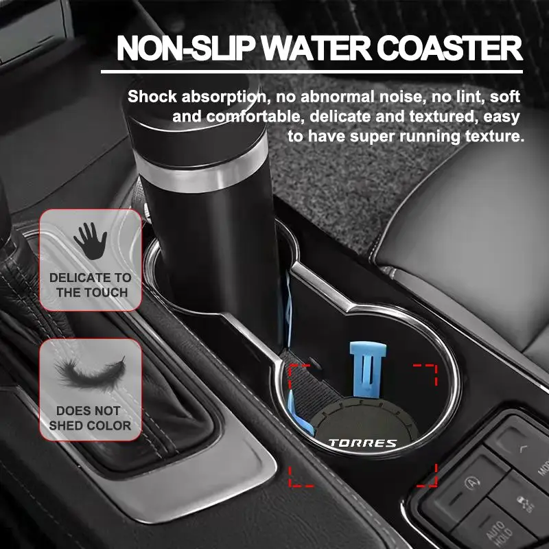 Car Coaster Water Cup Non-Slip Silica Gel Pad Holder Mat For SsangYong Torres 2024 2023 evx 2012 Styling Accessories