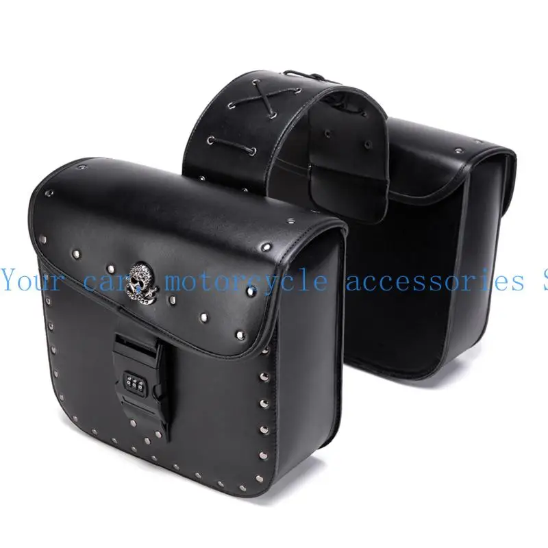 

31BC Motorcycle Saddlebags Spacious Waterproof Storage Removable PU Leather Design 2x