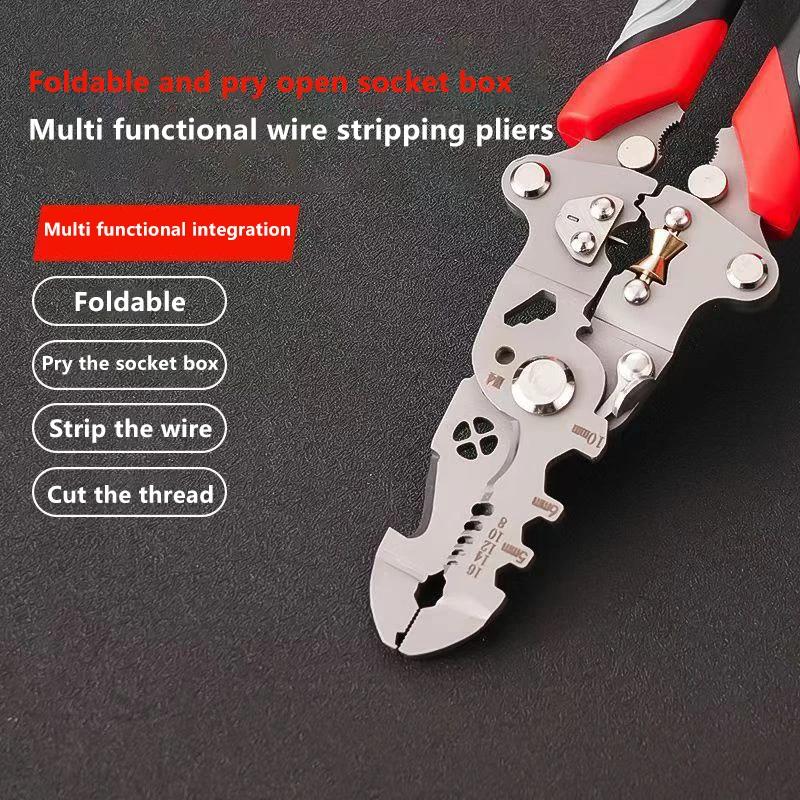 

Foldable Multifunction Crimper Cable Cutter Stripping Crimping Pliers Adjustable Automatic Wire Stripper Twisting Tool Hand Tool