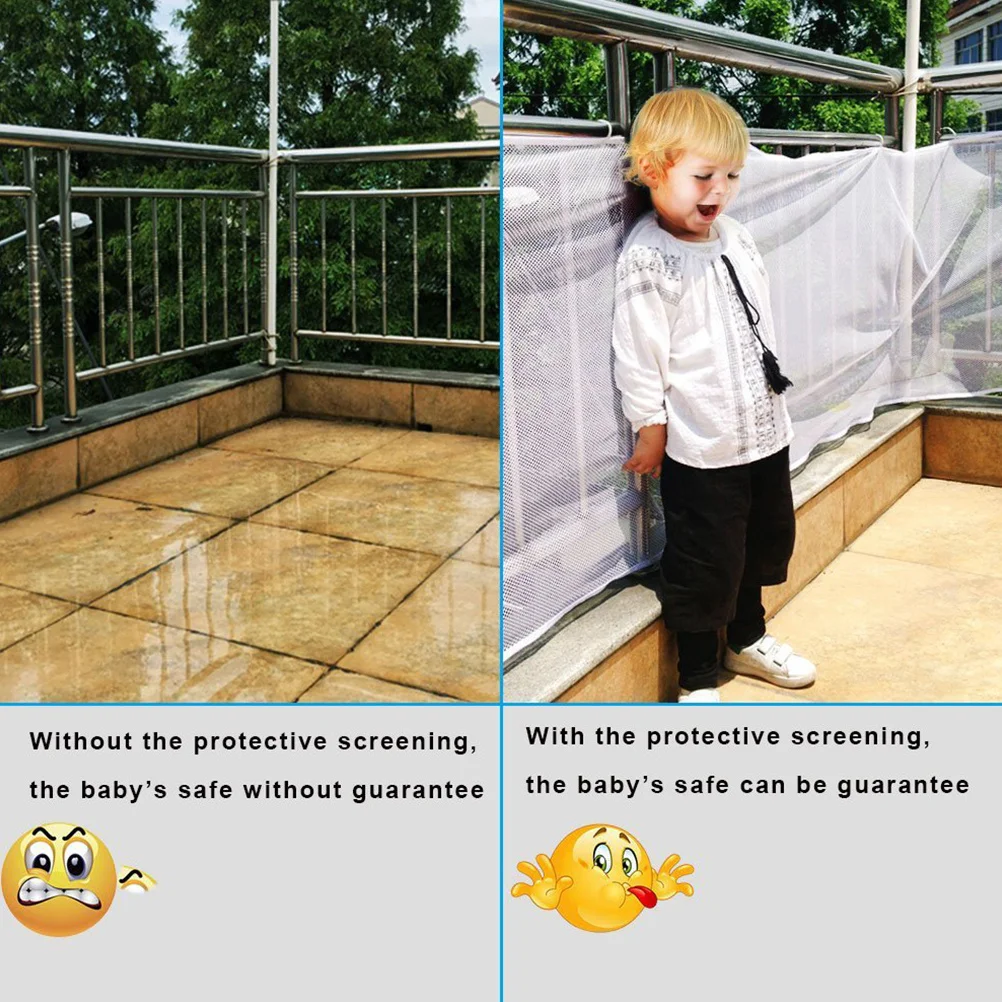 

200x74cm Thicken High Density Baby Safety Net Stair Balcony Banister Guard Child Proof Mesh Easy Install Indoor Outdoor Use
