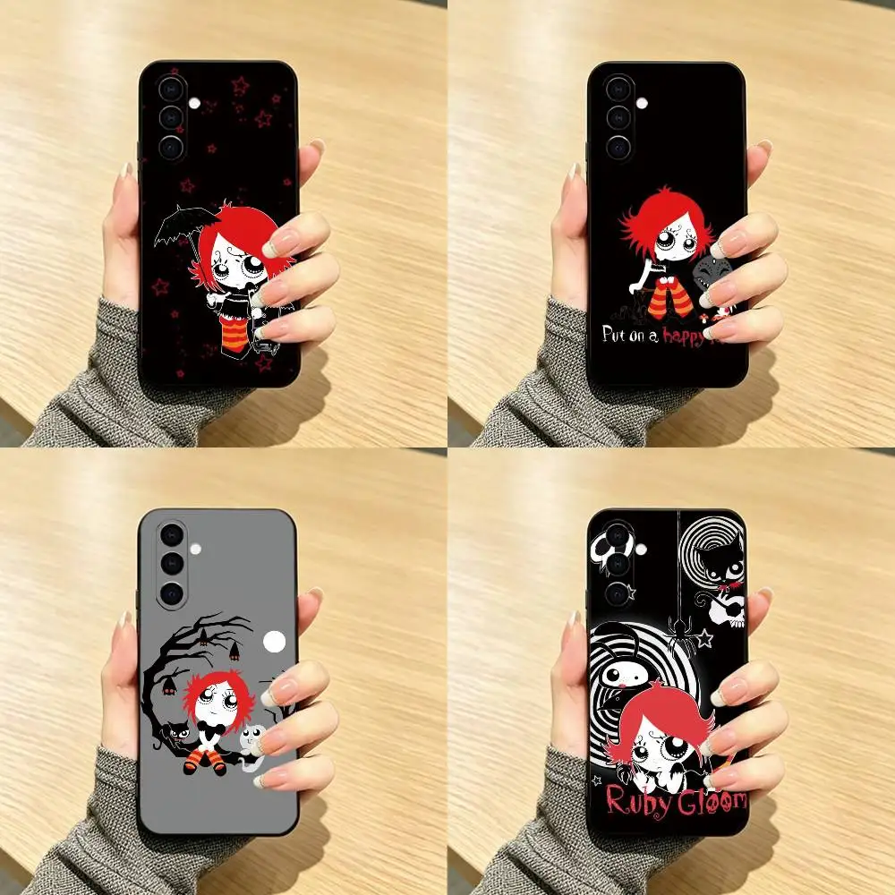 Cute Dark Cartoon R-Ruby Gloom  Phone Case For Samsung Galaxy A73,A72,A71,A70,A53,A52,A51,Soft Silicone Black Cover