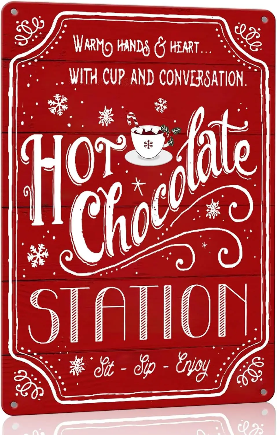 Red Hot Cocoa Bar Sign - Metal Signs,  , Christmas Home Decor & Gifts--Tin Sign