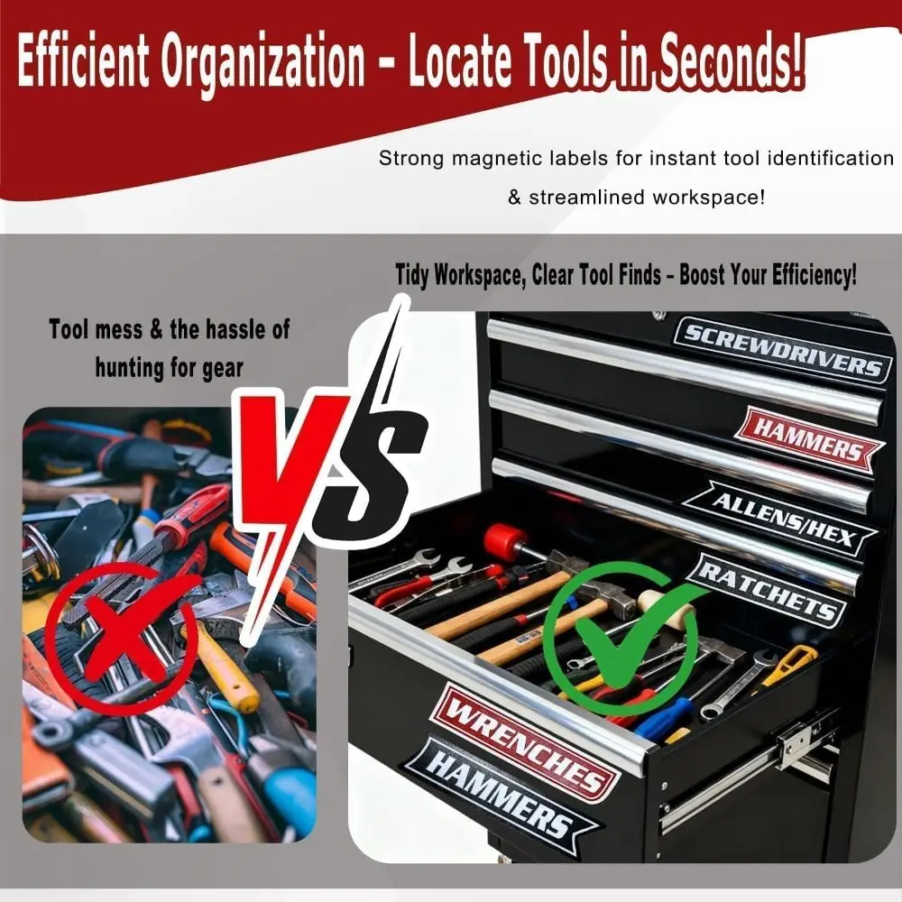 New PVC Magnetic Toolbox Labels Easy Identification Time-Saving Reusable Tags Tool Box Labels General Tool Box