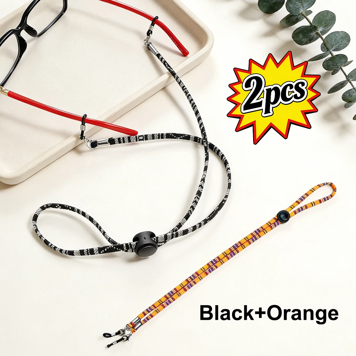 2 Stück Brillen- und Sonnenbrillen-Halsband aus Baumwolle, Befestigungsband, Brillen-Halsband zum Aufhängen, hochwertiges ethnisches Seil, Brillenkette PS05