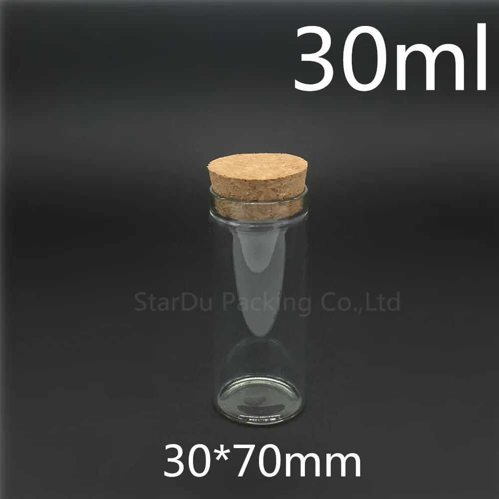 

High-quality 200pcs 30*70mm 30ml Wishing Glass Bottle With Cork ,30cc Glass Vials Display Bottles Wholesale Cork Bottle