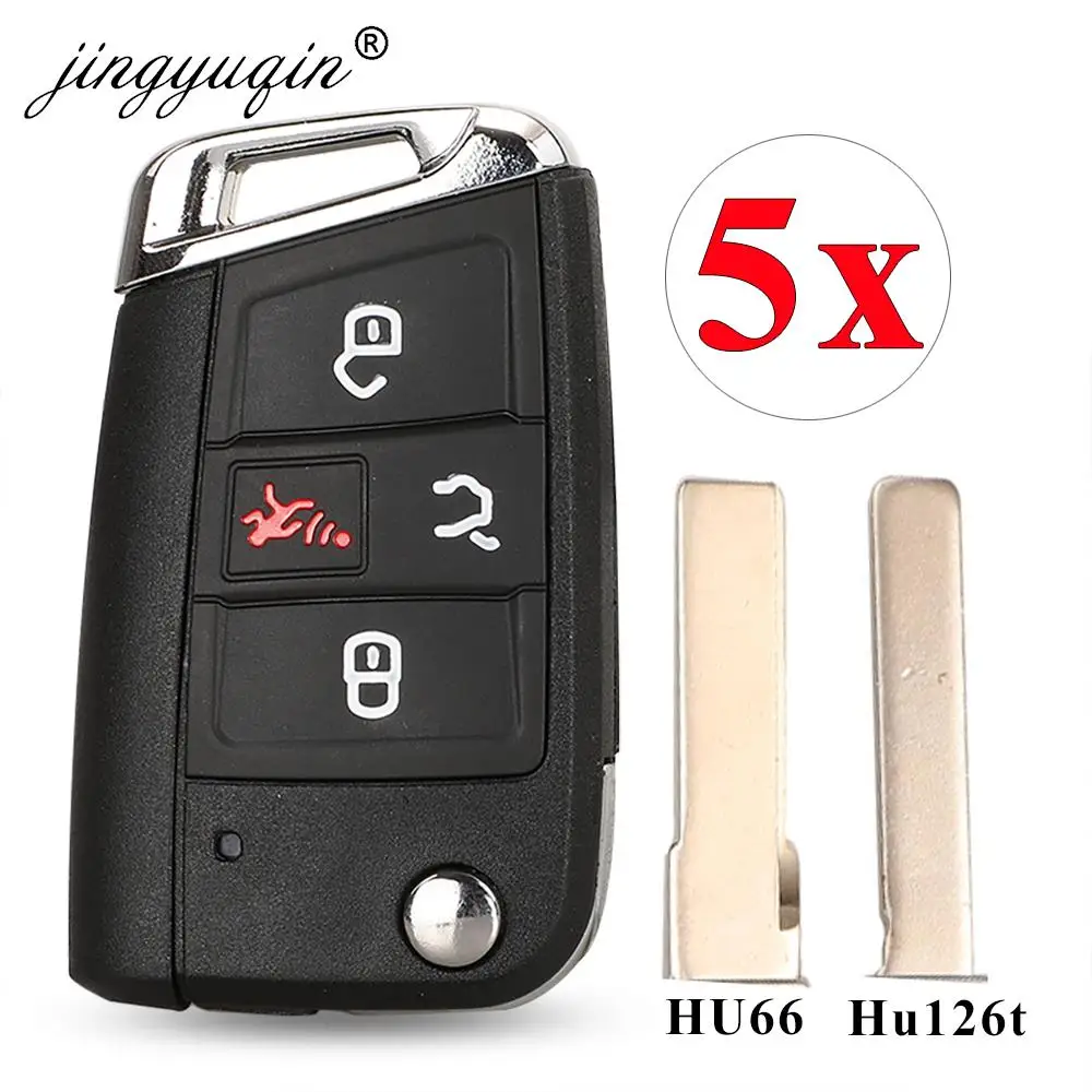 jinyuqin 5pcs 4 Buttons Flip Car Key Shell dla Vw Seat Ibiza Skoda Superb Golf Mk7 Passat B8 Tiguan allspace Remote Key Case