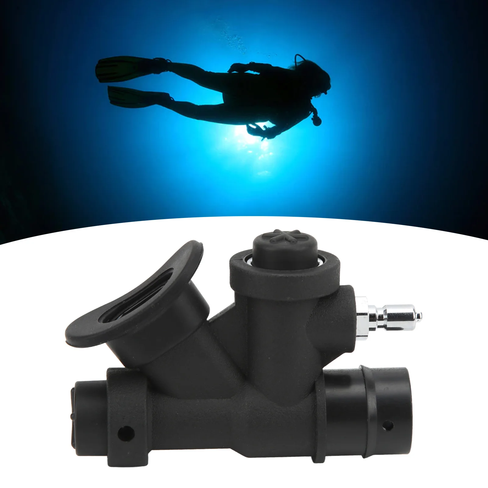 Diving Universal 45 Degree Oral Power Inflator K Shaped Valve Relief Valve for Standard 1 Inch Hose Inflator Valve Diving Tool