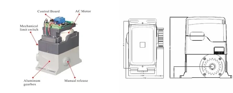 1500KGS AC Motor Control Board Electric Sliding Gate Motor