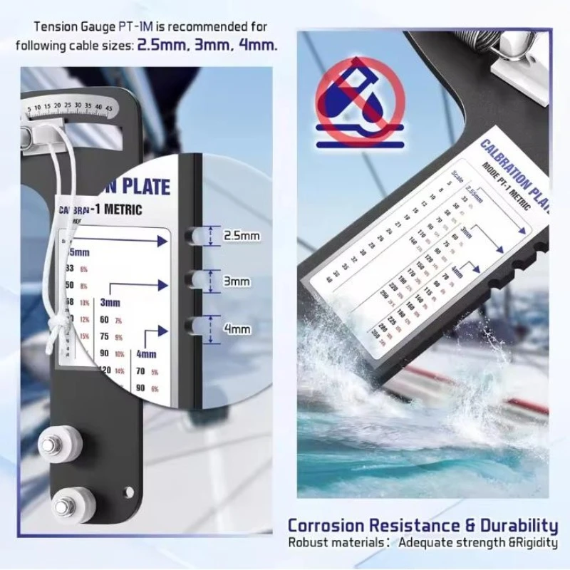 800lbs Aluminum Alloy Sailboat Rigging Tension Gauge Accurate Wire Rope Force Meter Marine Standing Rigging Tool