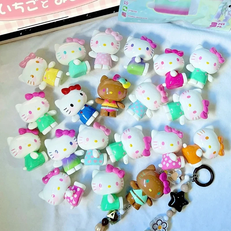 キティサマーレインボーキャンディシリーズミニフィギュアサプライズバッグキュートビニールトイミステリーブラインドボックスアニメデスクトップオーナメントガールギフト