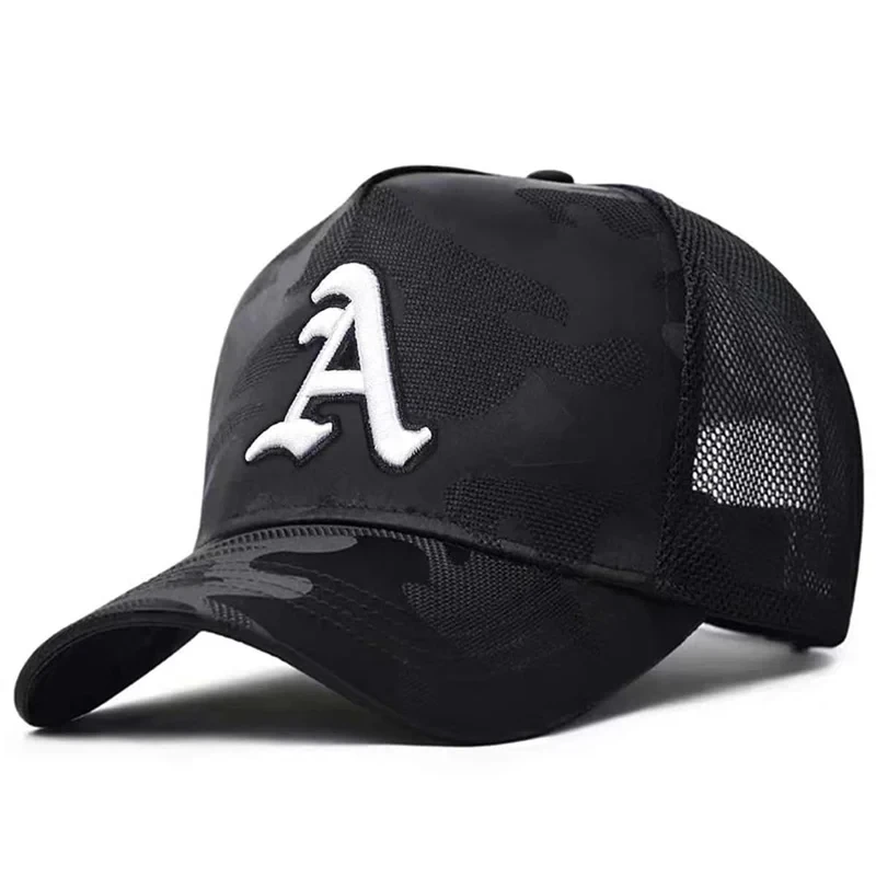 Berretti da baseball ricamati con lettera A gotica unisex Cappelli casual regolabili per esterni primaverili ed estivi Cappello per protezione solare