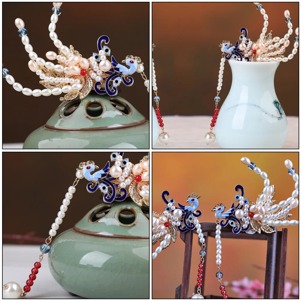 

Pearl Phoenix Hairpin Retro Style Hair Accessories Women Vintage Headdress Tassel Clasp Fashionable Hair Tools