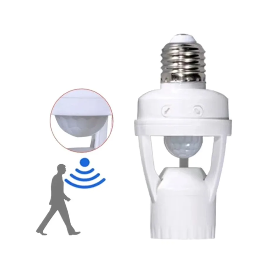 Human Induction Lamp Holder PIR Motion Sensor LED Night Lamp Socket Base E27 AC 85-265V Delay Time Adjustable Switch 360 Degrees