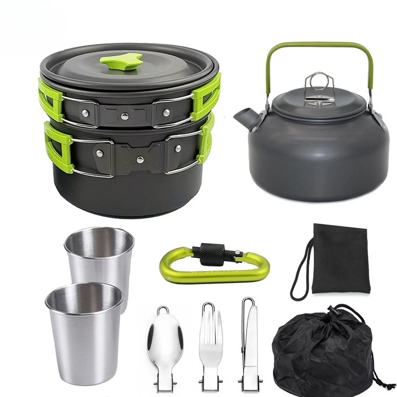 

Camping Cookware Hot Sale 2-3 People Outdoor Teapot Pot Set Combination Camping Folding Cookware Cookware Set