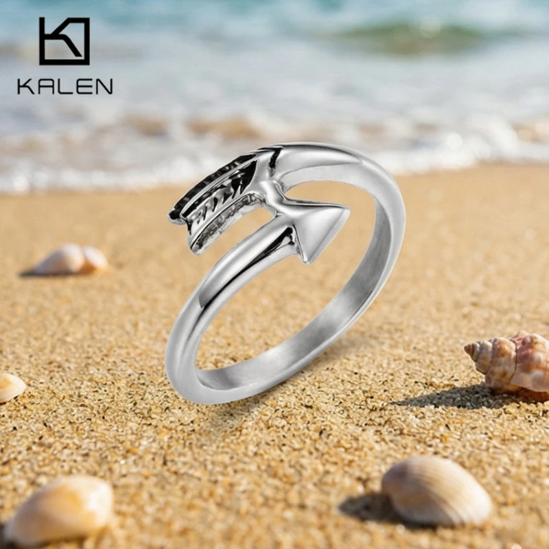 Kalen Edelstahl-Pfeil-Charms-Ring für Männer und Frauen, Vintage-Punk-Fingerring, trendiger Schmuck, Jubiläumsgeschenke für Paare