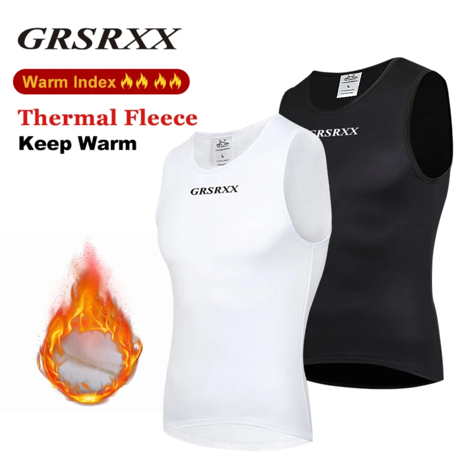 

Winter Cycling Underwear Base Layer Thermal Fleece Vest Bike Sleeveless Undershirt Sport Man First Layer Jersey White